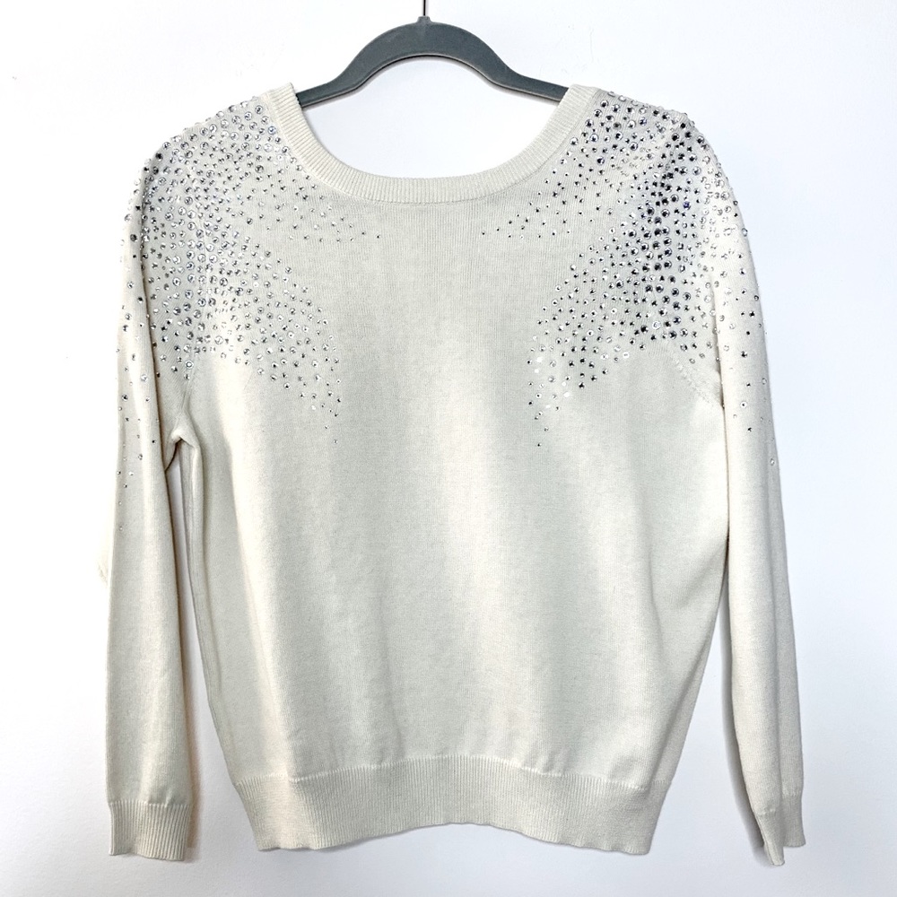Open back, crystal embellished sweater